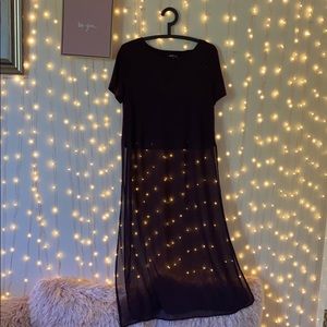 Maroon top with long sheer